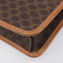 CELINE Macadam Shoulder Bag PVC Brown Gold Tone Auth 207782-13