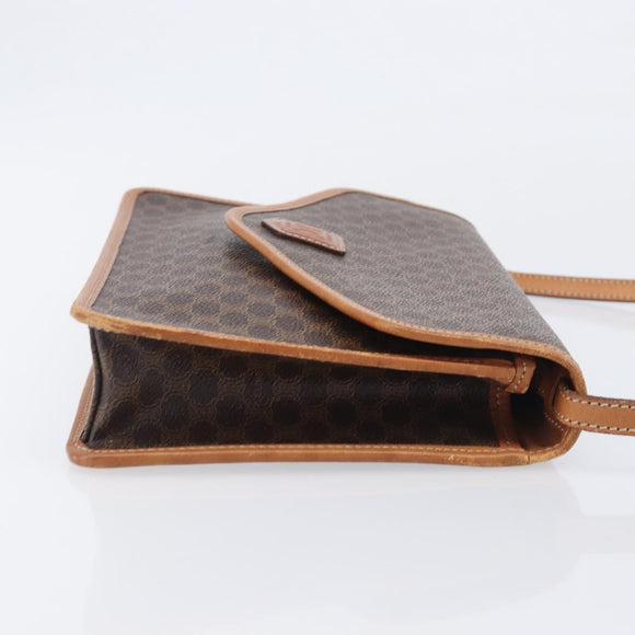 CELINE Macadam Shoulder Bag PVC Brown Gold Tone Auth 207782