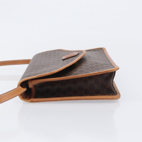 CELINE Macadam Shoulder Bag PVC Brown Gold Tone Auth 207782