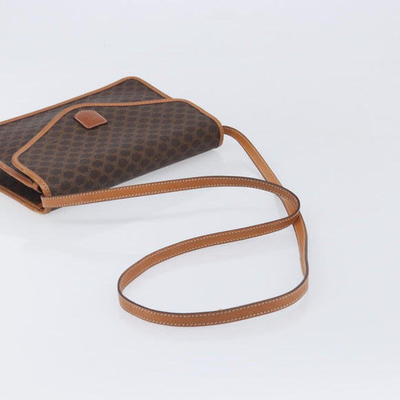 CELINE Macadam Shoulder Bag PVC Brown Gold Tone Auth 207782