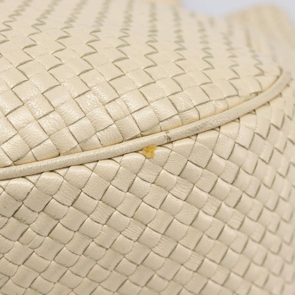 Bottega Veneta INTRECCIATO Tote Bag Leather Ivory Gold Tone Auth 207783A