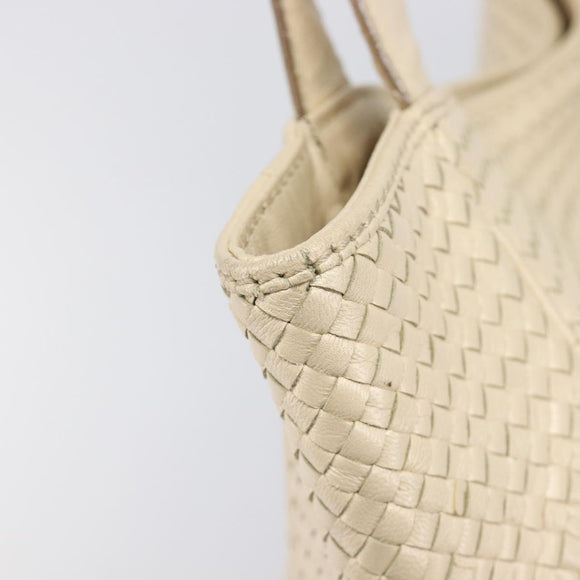 Bottega Veneta INTRECCIATO Tote Bag Leather Ivory Gold Tone Auth 207783A