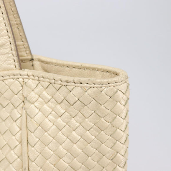 Bottega Veneta INTRECCIATO Tote Bag Leather Ivory Gold Tone Auth 207783A