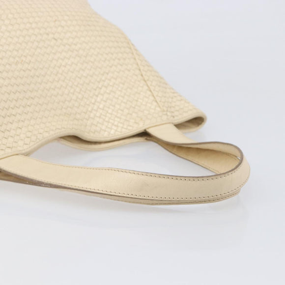 Bottega Veneta INTRECCIATO Tote Bag Leather Ivory Gold Tone Auth 207783A