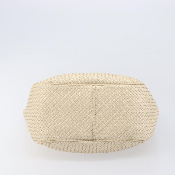 Bottega Veneta INTRECCIATO Tote Bag Leather Ivory Gold Tone Auth 207783A