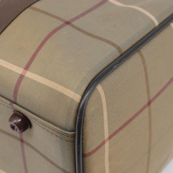 Burberrys Nova Check Boston Bag Canvas Beige Gold Tone Auth 207785
