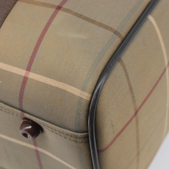 Burberrys Nova Check Boston Bag Canvas Beige Gold Tone Auth 207785