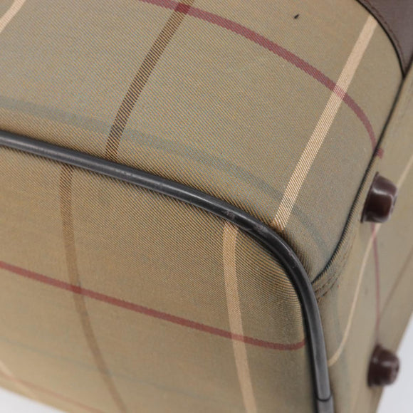 Burberrys Nova Check Boston Bag Canvas Beige Gold Tone Auth 207785