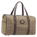 Burberrys Nova Check Boston Bag Canvas Beige Gold Tone Auth 207785-1