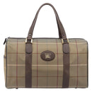 Burberrys Nova Check Boston Bag Canvas Beige Gold Tone Auth 207785-2