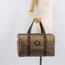 Burberrys Nova Check Boston Bag Canvas Beige Gold Tone Auth 207785-25