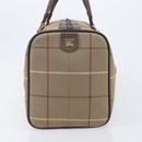 Burberrys Nova Check Boston Bag Canvas Beige Gold Tone Auth 207785-5