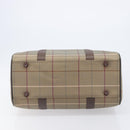 Burberrys Nova Check Boston Bag Canvas Beige Gold Tone Auth 207785-9
