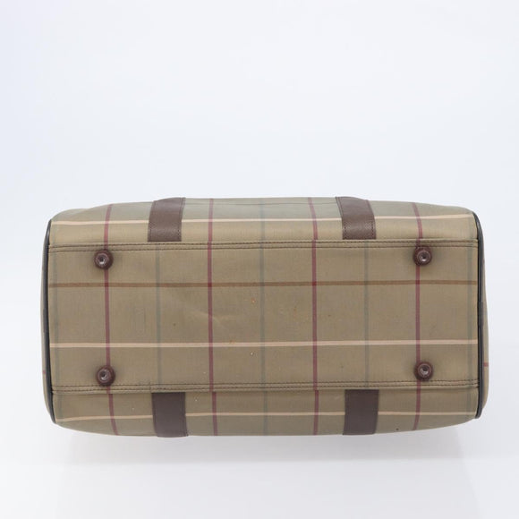Burberrys Nova Check Boston Bag Canvas Beige Gold Tone Auth 207785