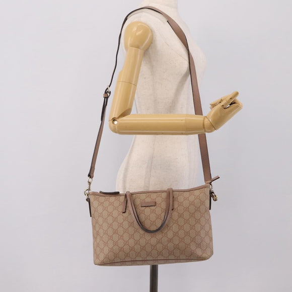GUCCI GG Supreme Hand Bag PVC 2way Pink Gold Tone 353439 Auth 207789