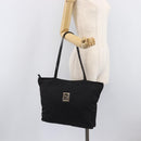 FENDI Zucca Canvas Tote Bag Black Silver Auth 207792-25