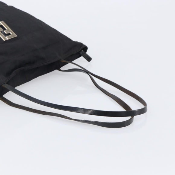 FENDI Zucca Canvas Tote Bag Black Silver Auth 207792