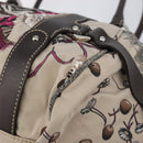 Salvatore Ferragamo Gancini Tote Bag Nylon Beige Silver Auth 207794A-15