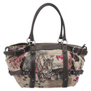 Salvatore Ferragamo Gancini Tote Bag Nylon Beige Silver Auth 207794A-13