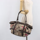 Salvatore Ferragamo Gancini Tote Bag Nylon Beige Silver Auth 207794A-28