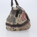Salvatore Ferragamo Gancini Tote Bag Nylon Beige Silver Auth 207794A-3
