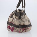 Salvatore Ferragamo Gancini Tote Bag Nylon Beige Silver Auth 207794A-4