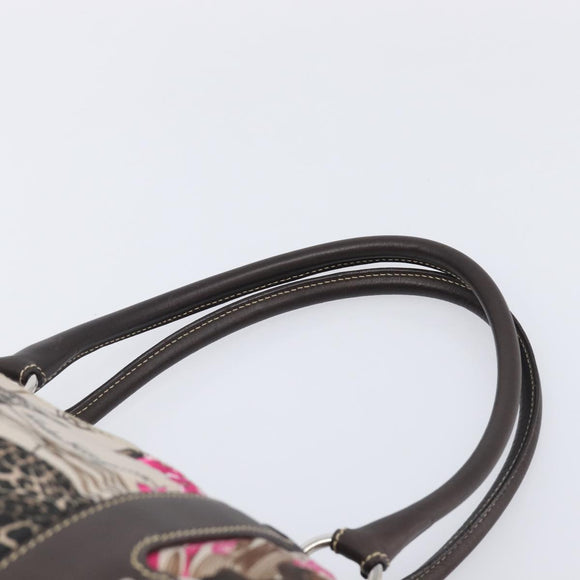 Salvatore Ferragamo Gancini Tote Bag Nylon Beige Silver Auth 207794A