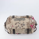 Salvatore Ferragamo Gancini Tote Bag Nylon Beige Silver Auth 207794A-5