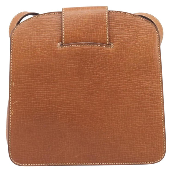 LOEWE Shoulder Bag Leather Brown Gold Tone Auth 207796A