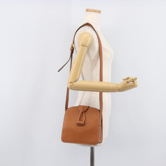 LOEWE Shoulder Bag Leather Brown Gold Tone Auth 207796A