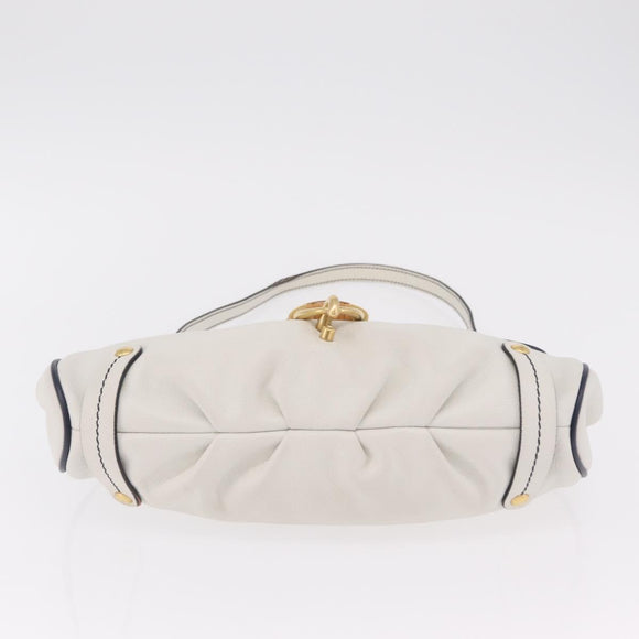 Salvatore Ferragamo Shoulder Bag Leather White Gold Auth 207797V