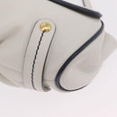 Salvatore Ferragamo Shoulder Bag Leather White Gold Auth 207797V-13
