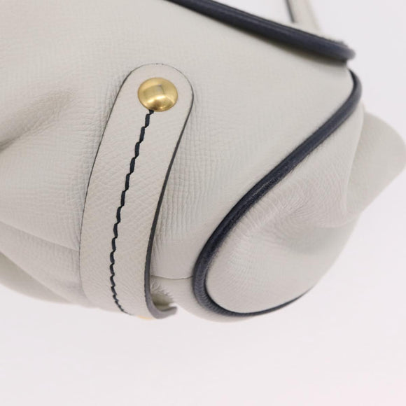 Salvatore Ferragamo Shoulder Bag Leather White Gold Auth 207797V