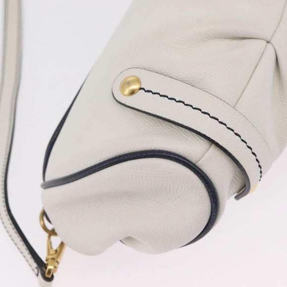 Salvatore Ferragamo Shoulder Bag Leather White Gold Auth 207797V