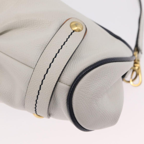 Salvatore Ferragamo Shoulder Bag Leather White Gold Auth 207797V