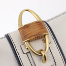 Salvatore Ferragamo Shoulder Bag Leather White Gold Auth 207797V-17