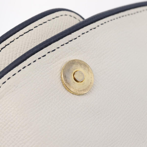 Salvatore Ferragamo Shoulder Bag Leather White Gold Auth 207797V