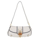 Salvatore Ferragamo Shoulder Bag Leather White Gold Auth 207797V-2