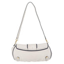 Salvatore Ferragamo Shoulder Bag Leather White Gold Auth 207797V-3