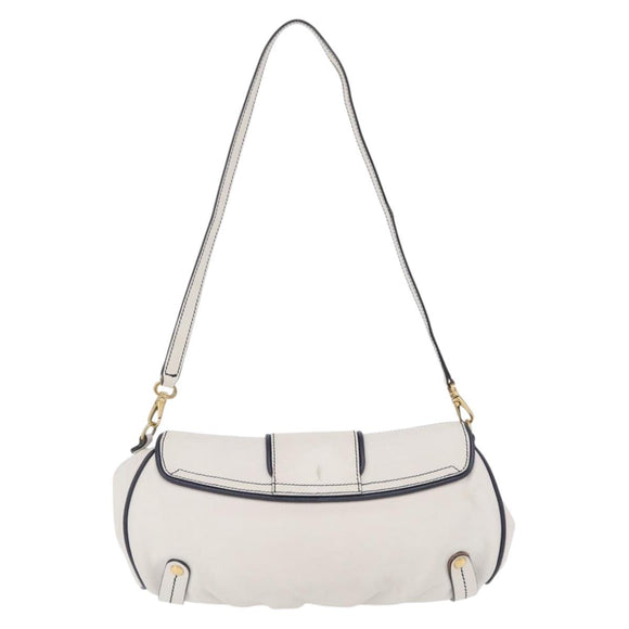 Salvatore Ferragamo Shoulder Bag Leather White Gold Auth 207797V