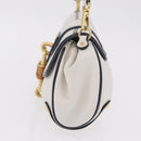 Salvatore Ferragamo Shoulder Bag Leather White Gold Auth 207797V-5