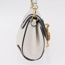 Salvatore Ferragamo Shoulder Bag Leather White Gold Auth 207797V-6