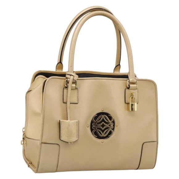 LOEWE Amazona 32 Hand Bag Leather Gold Auth 207798A