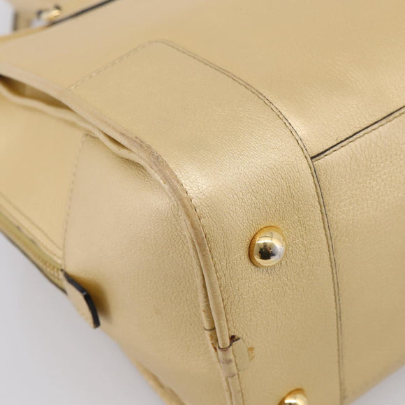 LOEWE Amazona 32 Hand Bag Leather Gold Auth 207798A
