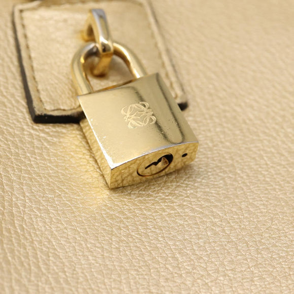 LOEWE Amazona 32 Hand Bag Leather Gold Auth 207798A