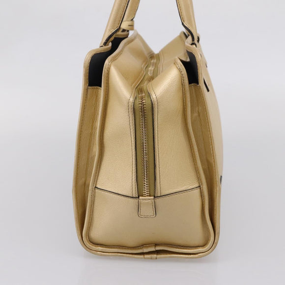 LOEWE Amazona 32 Hand Bag Leather Gold Auth 207798A