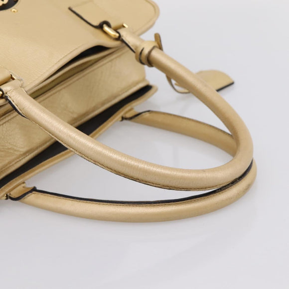 LOEWE Amazona 32 Hand Bag Leather Gold Auth 207798A