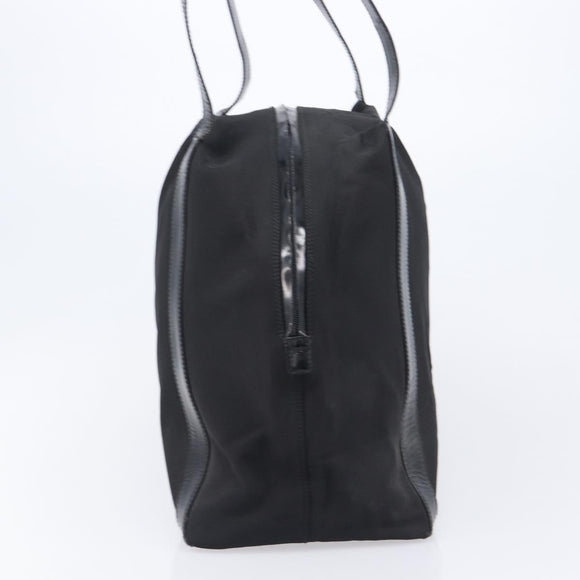 GUCCI Tote Bag Nylon Black Silver Auth 207801