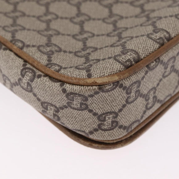 GUCCI GG Plus Supreme Shoulder Bag PVC Beige Gold Auth 207802