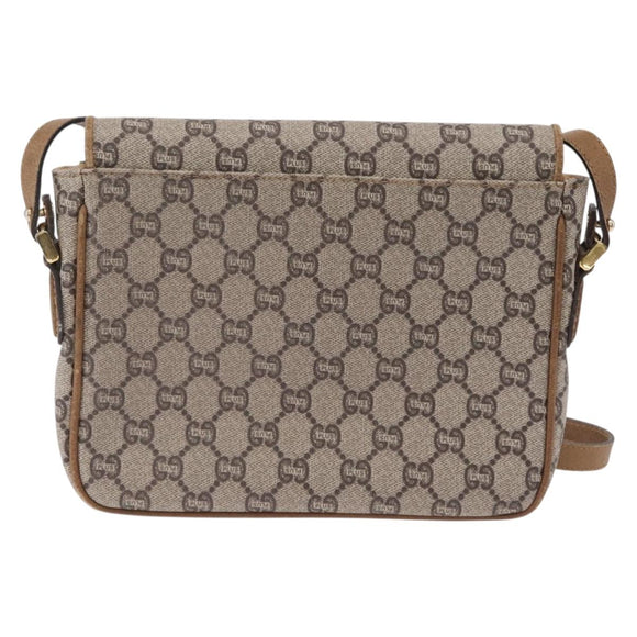 GUCCI GG Plus Supreme Shoulder Bag PVC Beige Gold Auth 207802